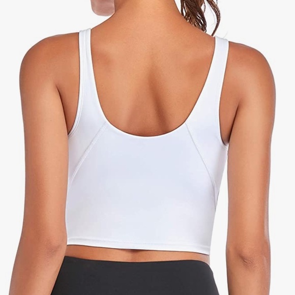 White workout crop top with built in padded bra - Picture 2 of 4
